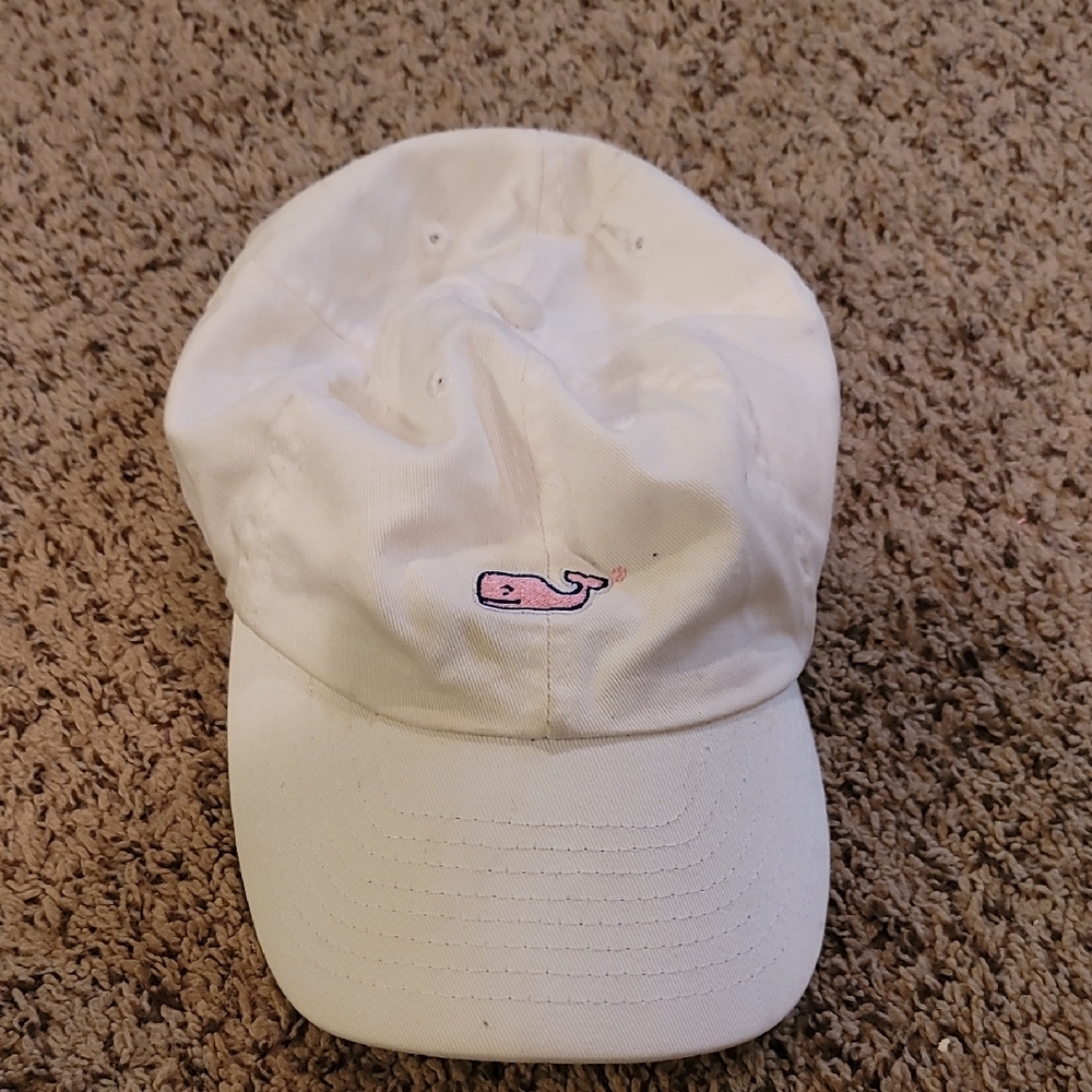 Vineyard Vines White Hat with Pink Logo